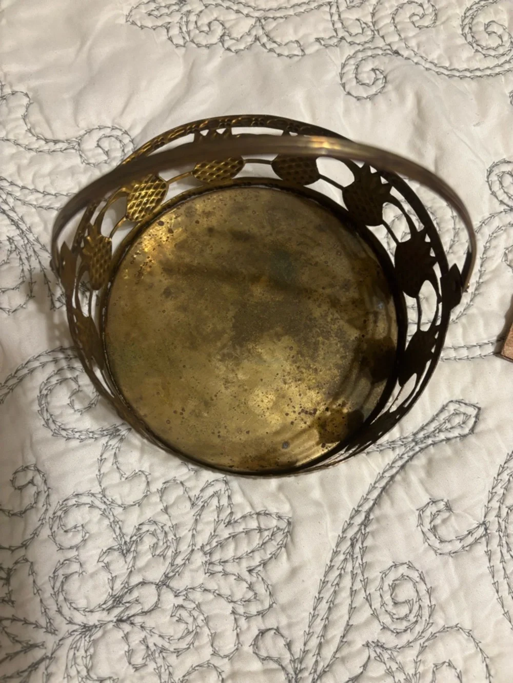 Gold Pineapple Cutout Basket with Handle
